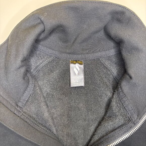 Skechers Womens Snuggle Fleece Mock Zip‎ Sweater Sz Small Black Minimalist Basic - Picture 3 of 10